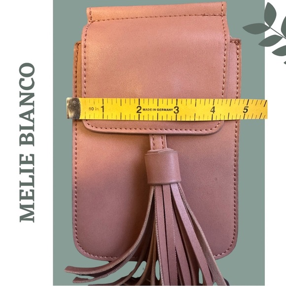 🛍️3/$40 Melie Bianco Premium Vegan Leather Slim Crossbody Bag Tassle Peach - Picture 6 of 7